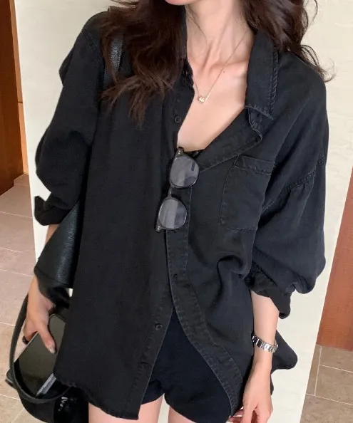 블래키 흑청 데님 셔츠 추가 이미지 2