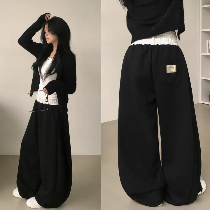 [패치포인트🏷️/사이드핀턱,허얇골넓핏!] 밴딩 배색 사이드 폴딩 핀턱 와이드 트레이닝 롱팬츠 (2color) 추가 이미지 3