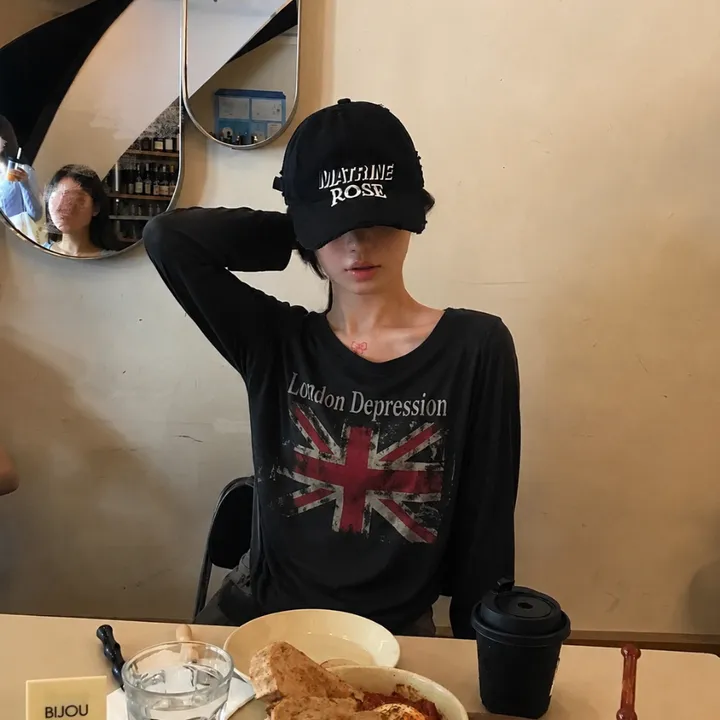 [9월중 입고]빈티지 더티 데일리 잉글랜드 프린팅 라운드넥 롱슬리브 티셔츠 추가 이미지 2