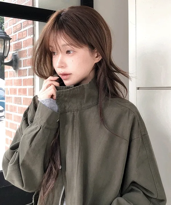 [가을][아방핏][핀터무드][UNISEX] 모모타 빈티지 하이넥 오버핏 투웨이 워싱 야상 하프 자켓, 점퍼 (3color) 추가 이미지 2