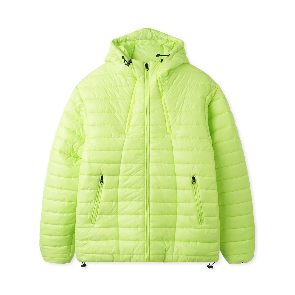 택배 박스를 뜯고 비닐에 정성스럽게 포장된 검은색 글로시 패딩을 꺼내는 설레는 순간