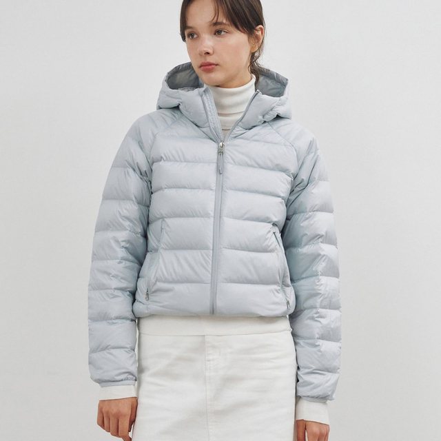 [덕다운ver.] 라이트웨이트 후드 덕다운 패딩 자켓 스카이블루 COWJP001SKYBLUE