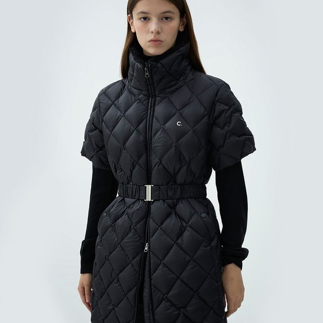 [25FW clove] Belted Long Goose Down Jacket (Black)