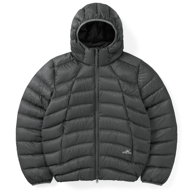 Hooded Fly Light Down Jacket Dark Grey