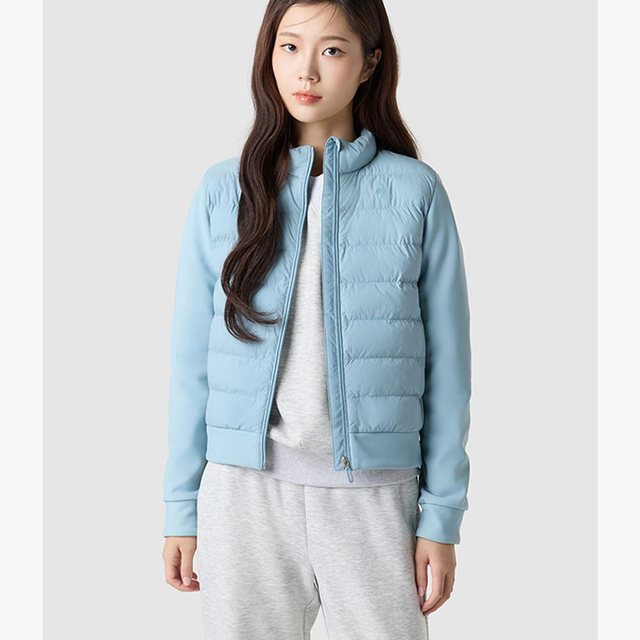 여성 레귤러핏 하이브리드 경량 패딩 자켓 - 민트 QQ422OPDO2