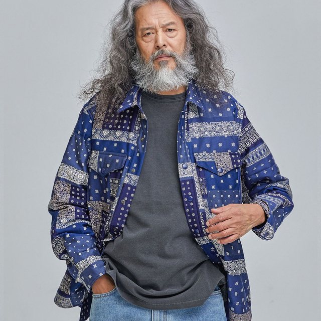 BANDANA PADDING SHIRT JACKET _ BLUE