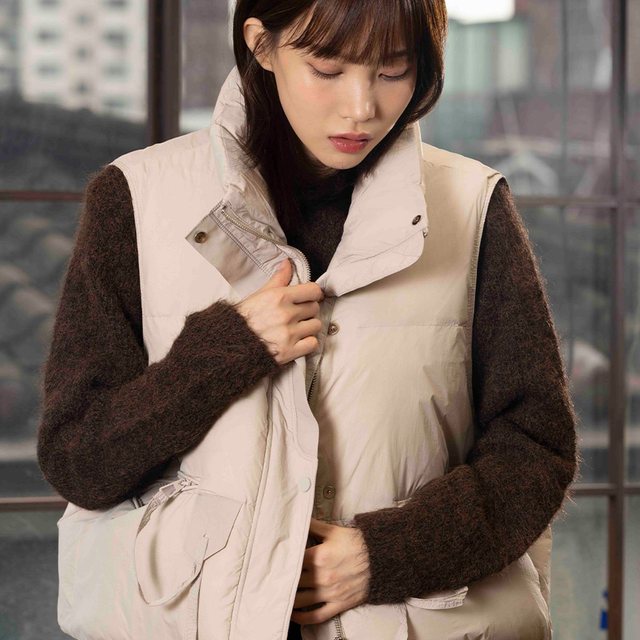 오버핏 패딩 베스트 [라이트 베이지]