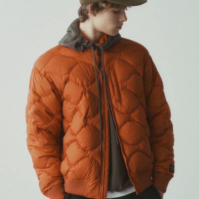 WAVE QUILTED BLOUSON JUMPER (ORANGE)
