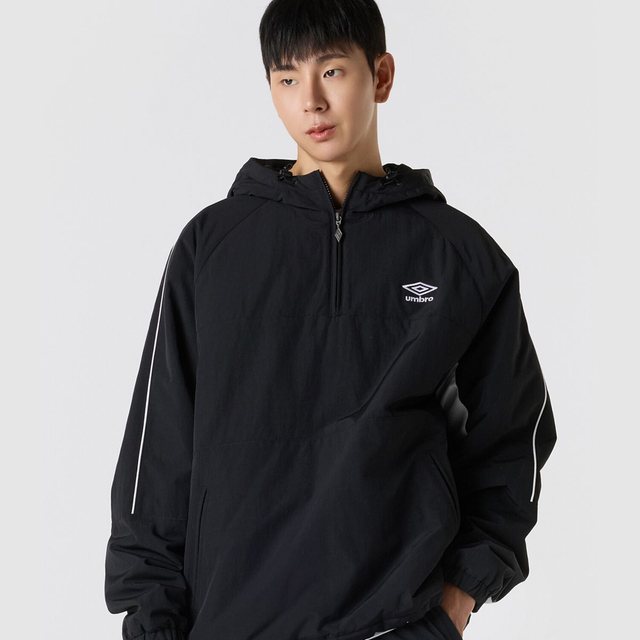 유니온 트랙 스탠넥 패딩 후드 아노락 블랙 UQ321CWT95