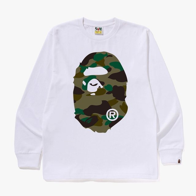 퍼스트 카모 빅 에이프 헤드 롱슬리브 티셔츠(M) WHITE/GREEN